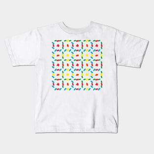 Colorful stitches on white background Kids T-Shirt